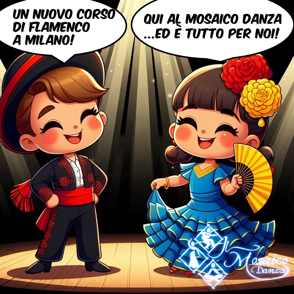 Clipart di bambini che sorridono con abiti da flamenco