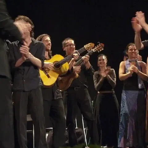 Gruppo di persone in una fiesta flamenca